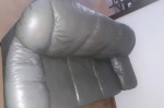 Beautiful clean petfree grey leather sofa