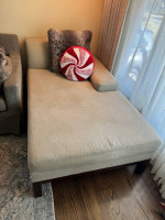West Elm chaise lounge, couch, sectional, sofa, day bed, sage green