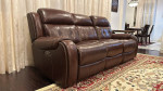 Like New Two Leather Power Reclining Sofa & One Power Reclining Console Loveseat