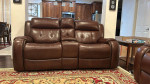 Like New Two Leather Power Reclining Sofa & One Power Reclining Console Loveseat