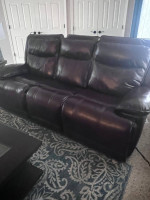 Leather recliner & sofa