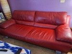 Copenhagen Red Leather Sofa and Coffee Table