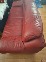 Copenhagen Red Leather Sofa and Coffee Table