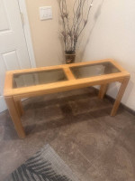 Oak and Glass Sofa Table