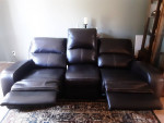 Leather electric recliner sofa