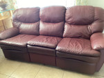 Leather dual recliner sofa
