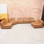 European Mid Century Modern Leather Sofa Sectional 1970s