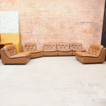 European Mid Century Modern Leather Sofa Sectional 1970s