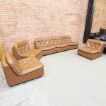 European Mid Century Modern Leather Sofa Sectional 1970s