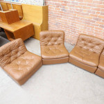 European Mid Century Modern Leather Sofa Sectional 1970s