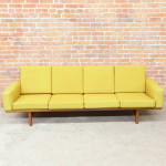 Danish Mid Century Modern Teak HANS WEGNER GE 236 SOFA Yellow