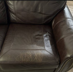 Leather sofa, love seat and chair