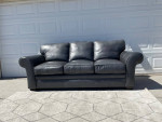 Like New Gray Leather 84" Sofa