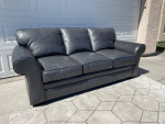 Like New Gray Leather 84" Sofa