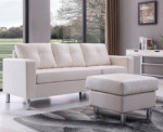 🤍Like-New White-Cream CONVERTIBLE SECTIONAL SOFA🤍