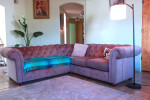 Velvet Grey Couch Sofa Sectional Large