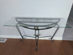 Metal Console Table Sofa Table with Glass Top