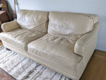 Leather Couch (Sofa) with Queen Pull-Out Bed, Ivory Colour