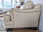 Leather Couch (Sofa) with Queen Pull-Out Bed, Ivory Colour