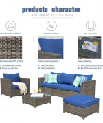 Patio Furniture Sets Outdoor Sectional Sofa 6 Pieces No Assembly Requi