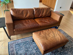 Blu Dot Leather Sofa Couch Black Stools Wire Shelf