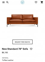 Blu Dot Leather Sofa Couch Black Stools Wire Shelf