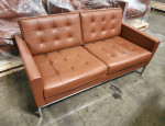 Florence Knoll Studio Settee Leather Two-Seater Sofa Loveseat