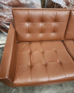 Florence Knoll Studio Settee Leather Two-Seater Sofa Loveseat