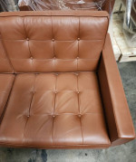 Florence Knoll Studio Settee Leather Two-Seater Sofa Loveseat