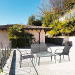 Steel Pipe 4-Piece Metal Patio Conversation Set with 2-seater Sofa, Si