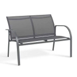 Steel Pipe 4-Piece Metal Patio Conversation Set with 2-seater Sofa, Si