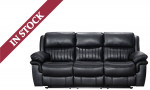 In Stock! Black Manually Reclining Hampton Plush Cushion Sofa