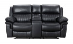 In Stock! Black Manually Reclining Hampton Plush Cushion Sofa