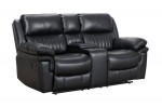 In Stock! Black Manually Reclining Hampton Plush Cushion Sofa