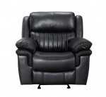 In Stock! Black Manually Reclining Hampton Plush Cushion Sofa