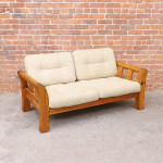 Swedish Pine and Canvas Sofa Couch Loveseat Modern