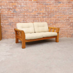 Swedish Pine and Canvas Sofa Couch Loveseat Modern