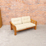 Swedish Pine and Canvas Sofa Couch Loveseat Modern