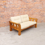 Swedish Pine and Canvas Sofa Couch Loveseat Modern