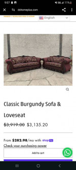 Burgundy Sofa and Loveseat