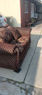 Burgundy Sofa and Loveseat
