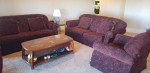 Sofa, Love Seat And Chair - Dark Red - Good Condition