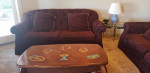 Sofa, Love Seat And Chair - Dark Red - Good Condition