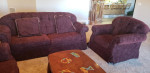 Sofa, Love Seat And Chair - Dark Red - Good Condition