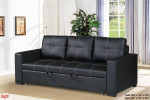 Leather Sofa Couch w/Pull-out Sleeper in Black