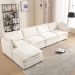 Modern U-shaped Sectional Sofa, 5-seat Upholstered Sofa with Chaise