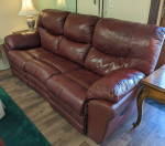 Red Leather Power Reclining Sofa