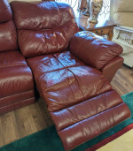 Red Leather Power Reclining Sofa