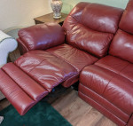 Red Leather Power Reclining Sofa