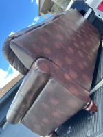 Spotted leather sofa